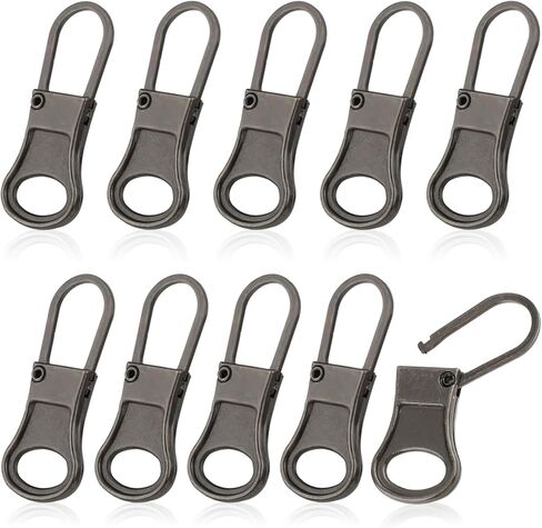 10 قطع بديلة من سحاب السحب للثقوب الصغيرة، استبدال سحاب الأمتعة المكسورة القابلة للفصل، علامة تبويب سحب سحاب، سحاب يسحب استبدال الملابس والسترات والأحذية والمحفظة (بندقية سوداء) in Kuwait