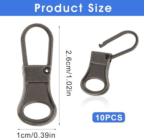 10 قطع بديلة من سحاب السحب للثقوب الصغيرة، استبدال سحاب الأمتعة المكسورة القابلة للفصل، علامة تبويب سحب سحاب، سحاب يسحب استبدال الملابس والسترات والأحذية والمحفظة (بندقية سوداء) in Kuwait