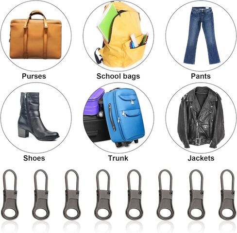 10 قطع بديلة من سحاب السحب للثقوب الصغيرة، استبدال سحاب الأمتعة المكسورة القابلة للفصل، علامة تبويب سحب سحاب، سحاب يسحب استبدال الملابس والسترات والأحذية والمحفظة (بندقية سوداء) in Kuwait