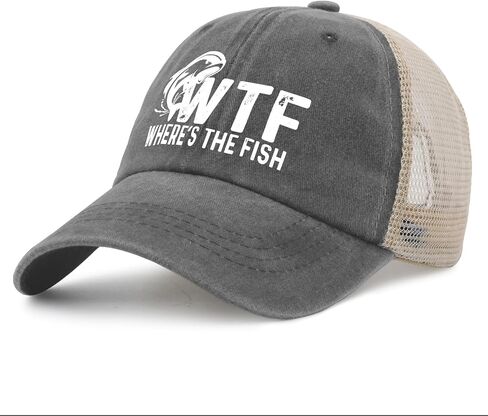 WTF Where's The Fish Hat Trucker Hat Men Trendy Mesh Cap for Summer in Saudi Arabia