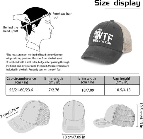 WTF Where's The Fish Hat Trucker Hat Men Trendy Mesh Cap for Summer in Saudi Arabia