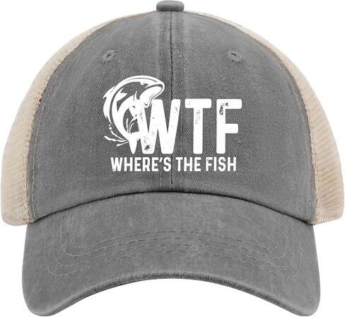 WTF Where's The Fish Hat Trucker Hat Men Trendy Mesh Cap for Summer in Saudi Arabia