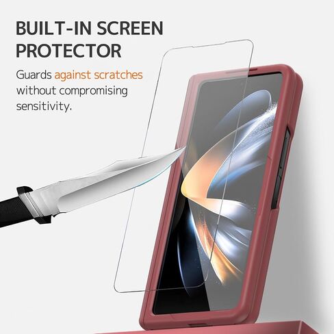 حافظة جلدية متوافقة مع NINKI لهاتف Samsung Galaxy Z Fold 3 مع حزام وواقي شاشة باللون الأحمر الخمري، حافظة بمقبض من الدرجة العسكرية لهاتف Galaxy Z Fold 3 مع حزام يد، حافظة هاتف Galaxy Z Fold 3 مع سوار معصم in Saudi Arabia