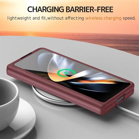 حافظة جلدية متوافقة مع NINKI لهاتف Samsung Galaxy Z Fold 3 مع حزام وواقي شاشة باللون الأحمر الخمري، حافظة بمقبض من الدرجة العسكرية لهاتف Galaxy Z Fold 3 مع حزام يد، حافظة هاتف Galaxy Z Fold 3 مع سوار معصم in Saudi Arabia