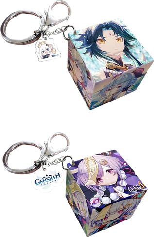 Genshin Creative Magic Puzzle Cube Cute Keychains Ornament Pendant Doll Bag Car Charm Pendant Silicone Keyring Gift in Saudi Arabia