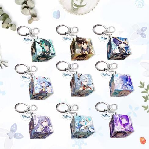 Genshin Creative Magic Puzzle Cube Cute Keychains Ornament Pendant Doll Bag Car Charm Pendant Silicone Keyring Gift in Saudi Arabia