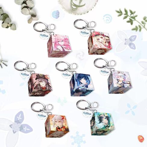 Genshin Creative Magic Puzzle Cube Cute Keychains Ornament Pendant Doll Bag Car Charm Pendant Silicone Keyring Gift in Saudi Arabia