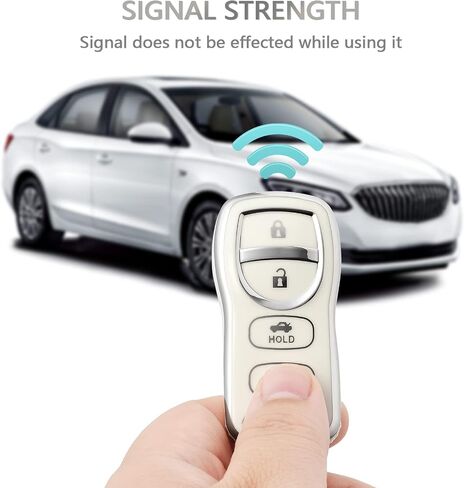 غطاء مفتاح OFFCURVE لنيسان، حامل حافظة مفاتيح السيارة الواقي بالكامل من مادة TPU لسيارة Nissan Xterra Titan Armada Frontier Quest Sentra Infiniti FX35 FX45 QX4 3 أزرار غطاء مفتاح السيارة، أبيض in Kuwait