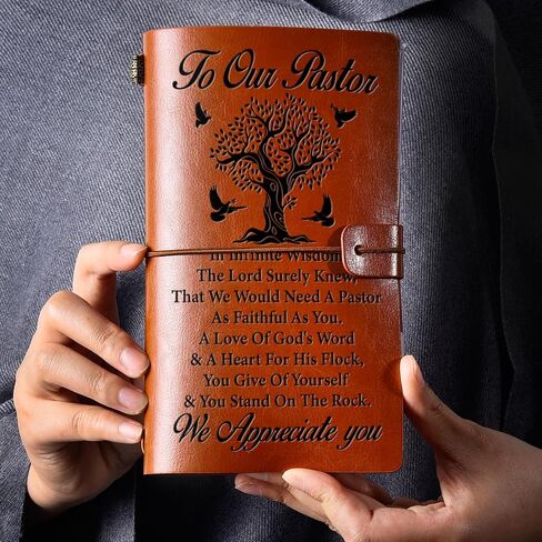 Pastor Leather Journal Notebook Gift - Appreciation Gifts for Pastor Engraved Leather Travel Journal Religious Embossed Writing Journal Pastor Gifts in Saudi Arabia
