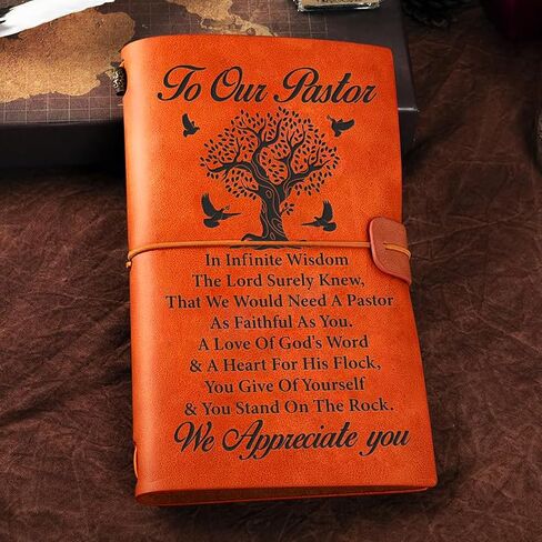 Pastor Leather Journal Notebook Gift - Appreciation Gifts for Pastor Engraved Leather Travel Journal Religious Embossed Writing Journal Pastor Gifts in Saudi Arabia