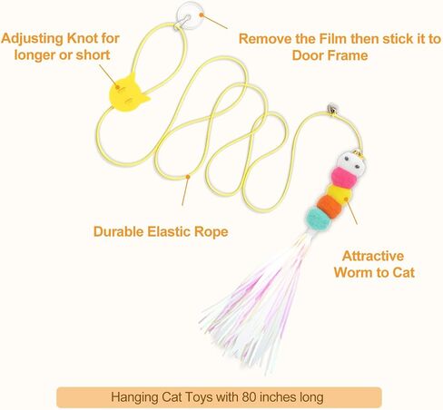 Cat Toys, 2PCS Retractable Cat Feather Toys, 10PCS Replacement Teaser Refill, 1PC Rainbow Ribbon Wand Interactive Kitten Toys for Indoor Cat Make Exercise in Saudi Arabia