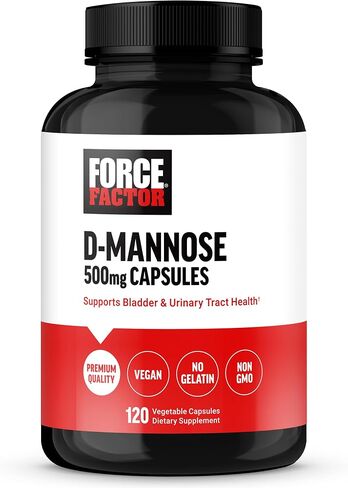 FORCE FACTOR D Mannose, D-Mannose 500mg Supplement to Support Urinary Tract Health for Women and Men, Bladder Control Supplements, Premium Quality, Vegan, Non-GMO, 120 Capsules in Saudi Arabia