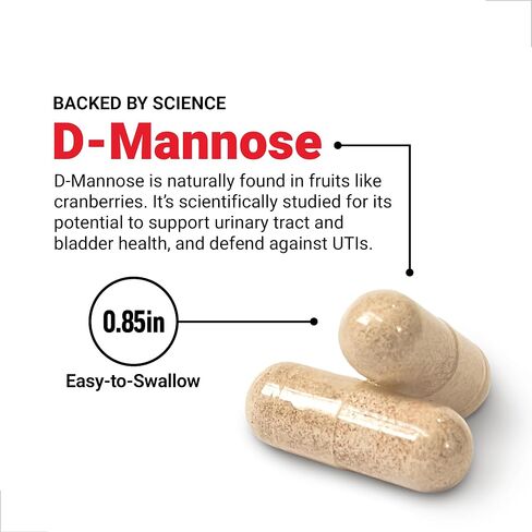 FORCE FACTOR D Mannose, D-Mannose 500mg Supplement to Support Urinary Tract Health for Women and Men, Bladder Control Supplements, Premium Quality, Vegan, Non-GMO, 120 Capsules in Saudi Arabia