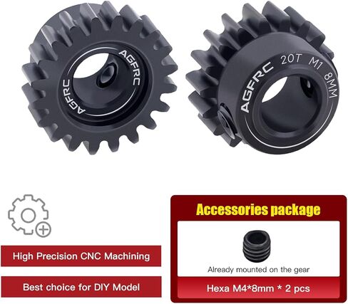 AGFRC الفولاذ المقوى 8 مم MOD1 20T RC ترس المحرك للتشغيل عالي السرعة وتطبيق سباق السحب جزء ترقية RC (PG20T8 V2) in Kuwait
