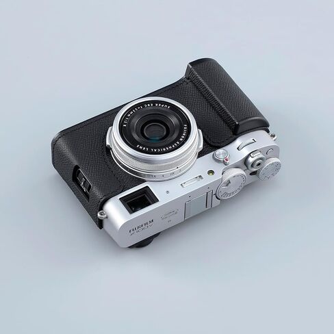 حافظة نصف كاميرا لهاتف Fujifilm Fuji X100VI، حافظة واقية للكاميرا الفورية من الجلد الطبيعي المعدني العتيق، أنيقة محمولة مضادة للصدمات (أسود) in Kuwait