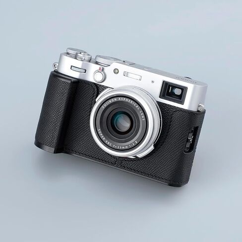 حافظة نصف كاميرا لهاتف Fujifilm Fuji X100VI، حافظة واقية للكاميرا الفورية من الجلد الطبيعي المعدني العتيق، أنيقة محمولة مضادة للصدمات (أسود) in Kuwait