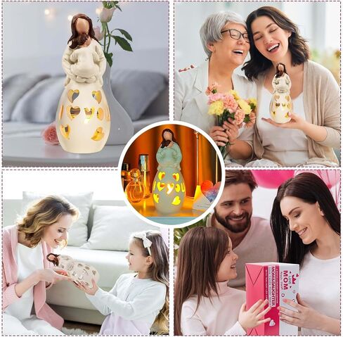 تمثال الأم والابنة، تماثيل الأم والابنة مع شموع عديمة اللهب، للأم من الابنة، هدايا عيد ميلاد الأم لعيد الأم، عيد الميلاد، الكريسماس، هدية حامل الشموع للأم in Saudi Arabia