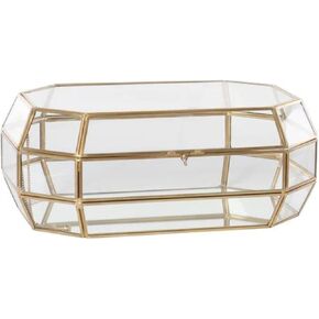 Alice Lane Bijou Glass Box Home Collection — Gold — Display Your Cherished Keepsakes or Enhance Your Interior Aesthetics — For Living Room, Bathroom, Kitchen and Office (Small)