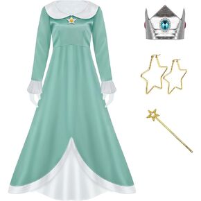LILLIWEEN Princess Peach Costume Women Peach Dress Princess Daisy Rosalina Costume Super Brothers Halloween Full Set(US Size)