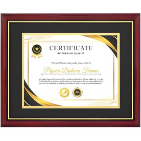 Diploma Frame 8.5x11 with Mat or Display 11x14 Certificate without Mat, Certificate Frame Degree Frame with High Definition Real Glass for Wall and Table, Gift Box (1, Black)