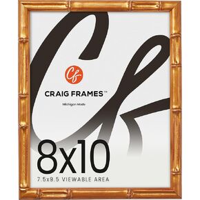 Craig Frames Faux Bamboo, 4x5 Picture Frame, Vintage Gold