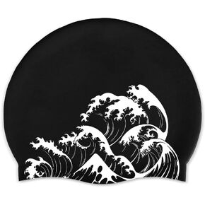 WIRESTER Adult Swim Cap, Durable Silicone Swimming Cap for Men Women, Waterproof Comfortable Swim Hat Bathing Cap for Short Medium Long Hairs