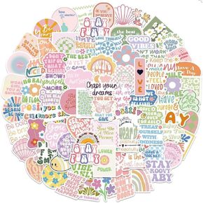 100PCS Danish Pastel Stickers, Pink Aesthetic Inspirational Stickers for Girls,Adults and Teens, VSCO Colorful Pastel Vinyl Waterproof Stickers for Laptop,Water Bottles,Computer,Phone,Skateboard