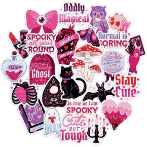 Navy Peony Pastel Cute Gothic Stickers (25 Pieces) - Kawaii, Black & Pink Themed, Waterproof | Stickers for Girls, Teens, Laptop, Water Bottle, Phone Case