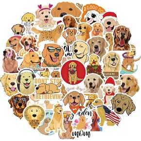 Funny Golden Retriever Stickers Set, 50Pcs Cute Dog Decals Animal Sticker Decor for Water Bottle Waterproof Vinyl Stickers Aesthetic Stickers Pack for Dog Lovers Laptop Scrapbook Phone