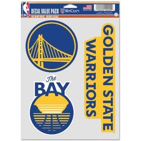 WinCraft NBA Golden State Warriors Decal Multi Use Fan 3 Pack, Team Colors, One Size