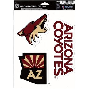 WinCraft NHL Arizona Coyotes Decal Multi Use Fan 3 Pack, Team Colors, One Size