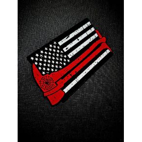 2 Pack American Flag Axe Halligan Married Set Firefighter Fireman Fire Maltese Decal (2"x3.5" 2 Pack)