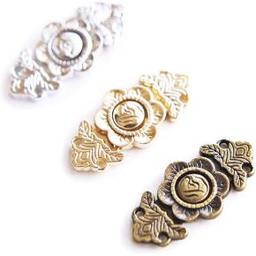 9×18mm/0.35''×0.7'' Tiny Metal Retro 2 parts Ornate Buckles, Doll Mini Buckles, for Doll Clothes Sewing (5 PCS)