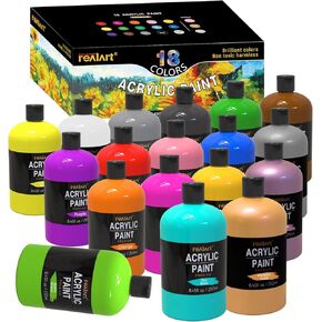 REALART Large Acrylic Paint Set Bulk (8.45oz / 250ml) Bulk Acrylic Paint Bulk Art Supplies Acrylic Paint For Canvas Painting Craft Paint