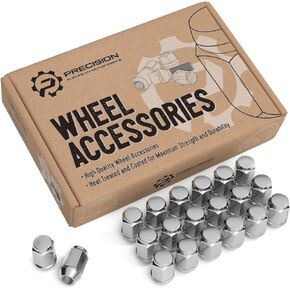 20pcs Silver Chrome Bulge M12x1.5 Lug Nuts - Conical Cone Taper Acorn Seat Closed End - 1.4 inch Length - Installs with 19mm or 3/4 inch Hex Socket