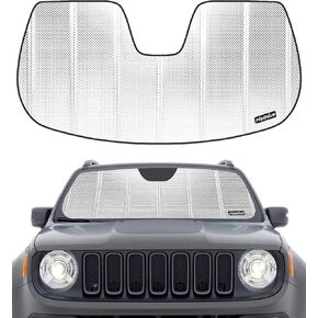 Windshield Sun Shade for 2015-2023 Jeep Renegade with Rearview Mirror Camera Option. 2024 Upgrade Reflective Aluminum Film Front Window Sunshade for Maximum Interior Protection in Saudi Arabia
