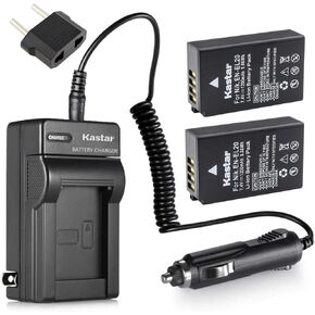 Kastar Battery 2-Pack + Charger for Nik EN-EL20 EN-EL20a Battery, MH-27 MH-29 Charger, Nik Coolpix P950, P1000, Coolpix A, 1 AW1, 1 J1, 1 J2, 1 J3, 1 S1, 1 V3, DL24-500, Blackmagic Pocket Cinema