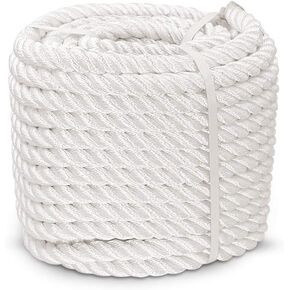Aoneky 1/2 5/8 3/4 7/8 inch Nylon Twisted Rope - White Pull Rope Cord (1/2 inch x 100 ft)