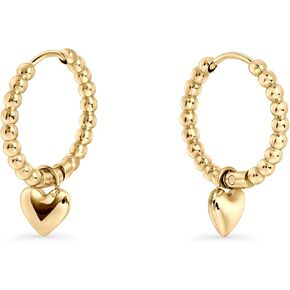 MIA Jewelry | 2-in-1 Convertible Gold Beaded Hoops, Hypoallergenic, Stainless Steel, Durable, 13mm Internal Diameter