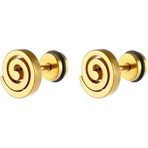 16G Spiral Swirl Screw Back Small Stud Earrings for Men Women Punk Minimalist Geometric Surgical Steel Cartilage Tragus Piercing Sleeper Studs Hypoallergenic for Sensitive Ears Gift