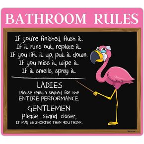 Venicor Flamingo Bathroom Decor Sign - 12 x 13 Inches - Aluminum - Pink Flamingo Gift Merch Wall Decoration Accessories