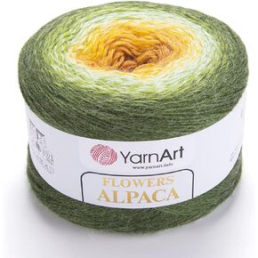 YarnArt Flowers Alpaca 20% Alpaca 80% Acrylic Weight 8.82oz Length 1028 Yards Multicolor Rainbow Crochet Winter Yarn Weight 2 Sport (438)