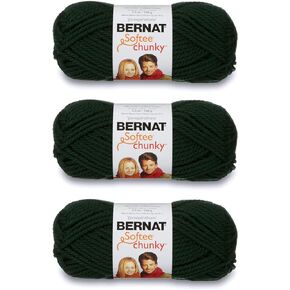 Bernat Softee Chunky Dark Green Yarn - 3 Pack of 100g/3.5oz - Acrylic - 6 Super Bulky - 108 Yards - Knitting/Crochet