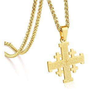 Stainless Steel Jerusalem Crusaders Cross Pendant Necklaces Women Men Medieval Jewelry