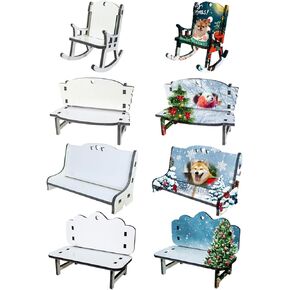 Sublimation Bench, Sublimation Blank Memorial Benches Double-Sided Sublimation Handmade Heat Transfer Blanks Chair Christmas Tree Ornament MDF Sublimation Accessories for Home DIY Decor (8pcs small)