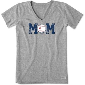 Life is Good Women's Crusher T, Short Sleeve Cotton Graphic Tee Shirt, Baseball Mom Athletic