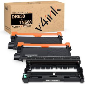 بديل حبر v4ink متوافق مع DR-630 TN-660 لخرطوشة الحبر Brother DR630 Drum TN660 (مجموعة 1D + 2T) لطابعة Brother HL-L2300D L2320D HL-L2340DW L2360DW L2380DW MFC-L2700DW L2720DW L2740DW