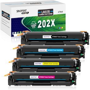 Toner Cartridge Replacement for HP 202X CF500X CF500A 202A Use for HP Color Pro MFP M281fdw M281cdw M254dw M281fdn 281fdw M254 M281 Toner Printer (Black Cyan Yellow Magenta, 4-Pack)