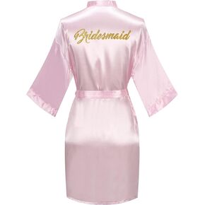 ASIDEMOND Women's Satin Short Robe Bride Bridesmaids Kimono Weddng Day Robes Getting Ready Bridal Shower with Lettering