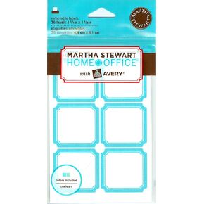 Martha Stewart Home Office with Avery Removable Labels, Teal Blue and Green, 1-3/4" x 1-5/8", 36/Pack